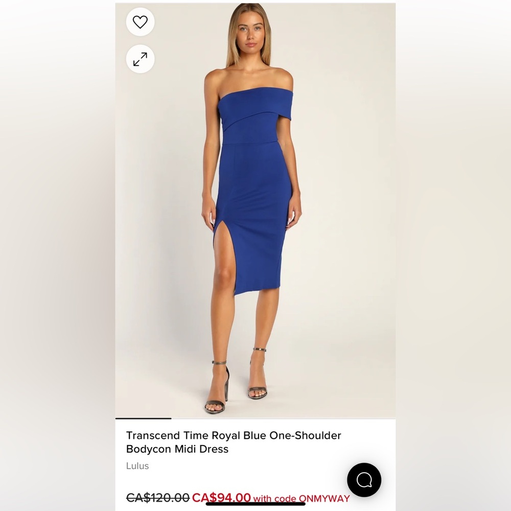 Lulus Royal Blue One Shoulder Bodycon Midi Dress - Size Medium